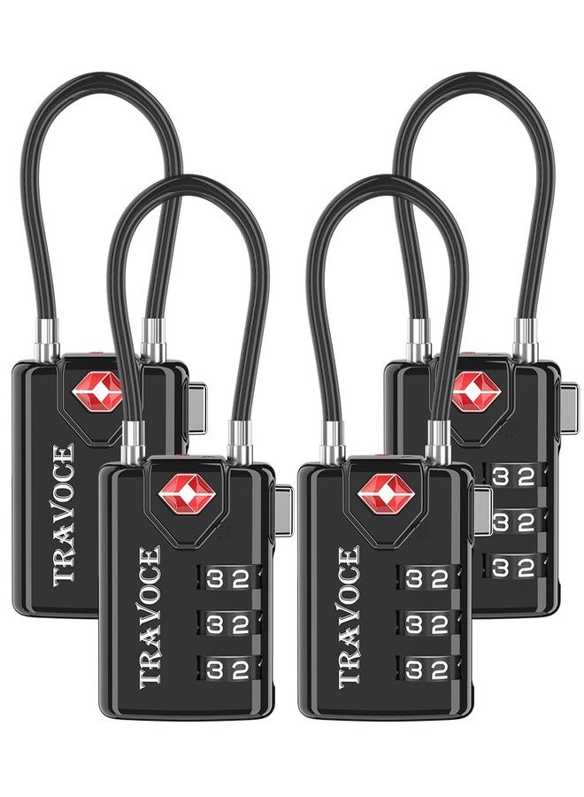 Travoce TSA Approved Luggage Locks, Travel Locks Which Also Work Great as Gym Locks, Toolbox Lock, Backpack and More, Black 4 Pack - Image 1